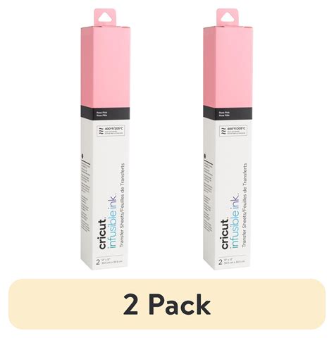 2007391 - Cricut Joy Infusible Ink Transfer Sheets 2-Pack (Rose Pink); 2 Infusible Ink Transfer Sheets 11.5 cm x 30.5 cm (4.5” x 12”), 2 sheets butcher paper; Produces vibrant, pro-quality transfers that last a lifetime; Requires compatible Infusible Ink blank (sold separately) and Cricut EasyPress; For Cricut Joy and Cricut EasyPress; Transferred inks never flake, peel, crack, or wrinkle